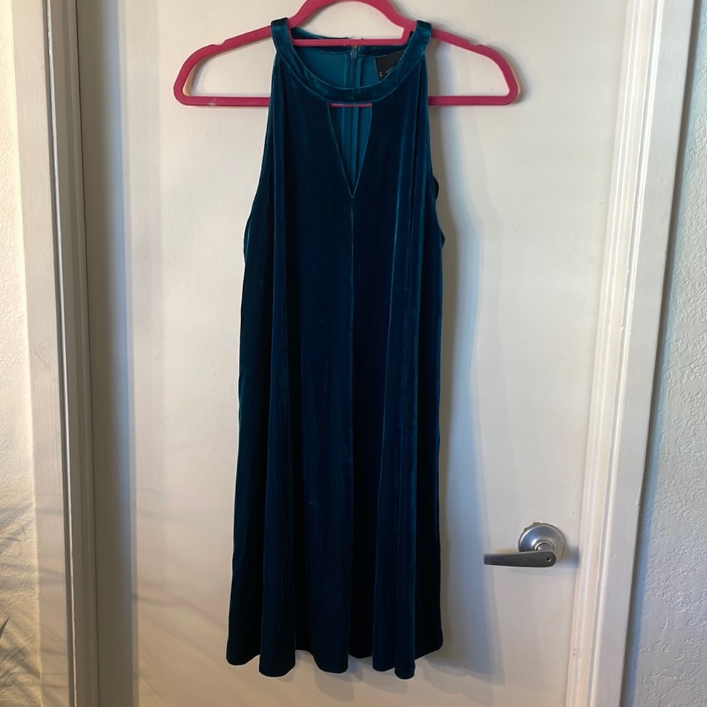 Teal Blue Velvet mini dress